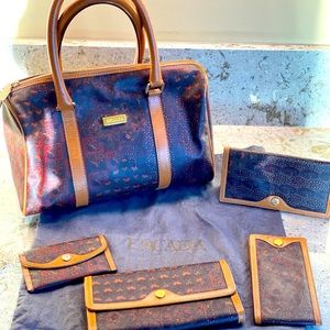 Vintage Escada bag with accessories & dust ruffle